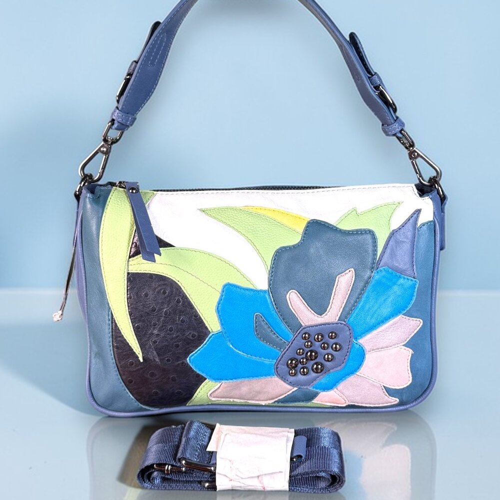 Sharif Studio Limited Edition Leather Floral Appliqué Shoulder Crossbody Bag - Picture 2 of 16